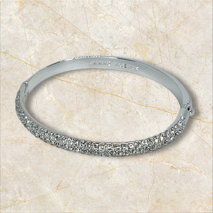 Anne Klein Silver Tone Crystal Bangle Bracelet Trendy Chic Stylish Fashion Shiny