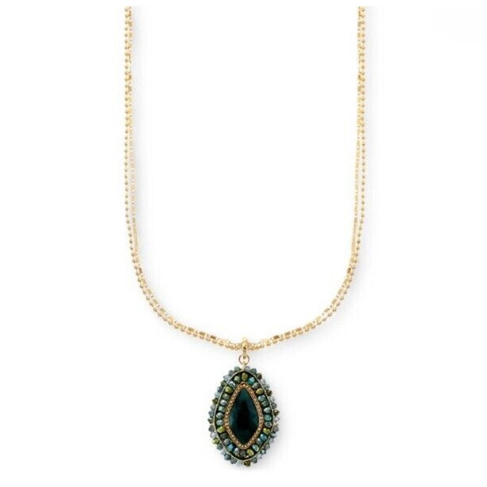 Gold Tone Necklace Beaded Crystal Chain 36" Statement Elegant Stunning Chic NWT