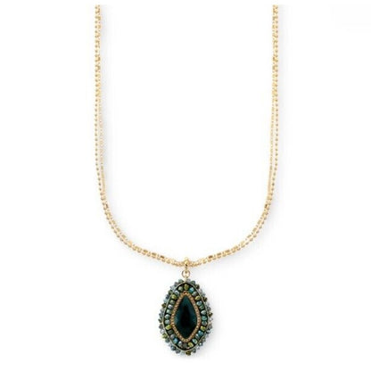 Gold Tone Necklace Beaded Crystal Chain 36" Statement Elegant Stunning Chic NWT