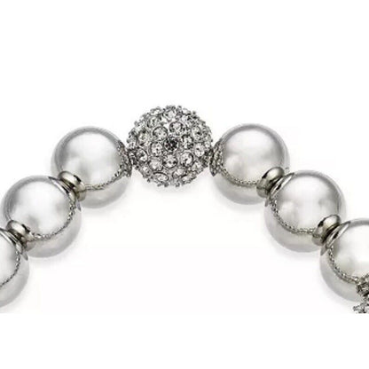 Alfani Silver Tone Pave Ball Crystal Bracelet Stunning Chic Elegant Stretch NWT