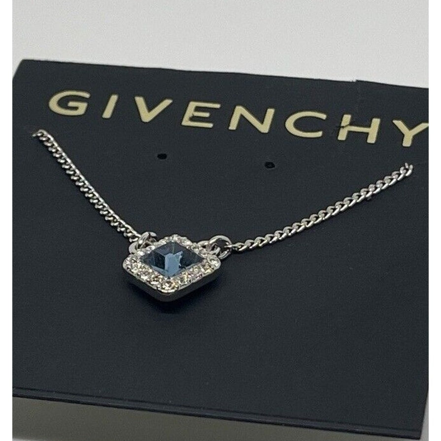 Givenchy Silver Plated CZ Necklace Luxury Chic Designer Fashion Style Trendy NWT