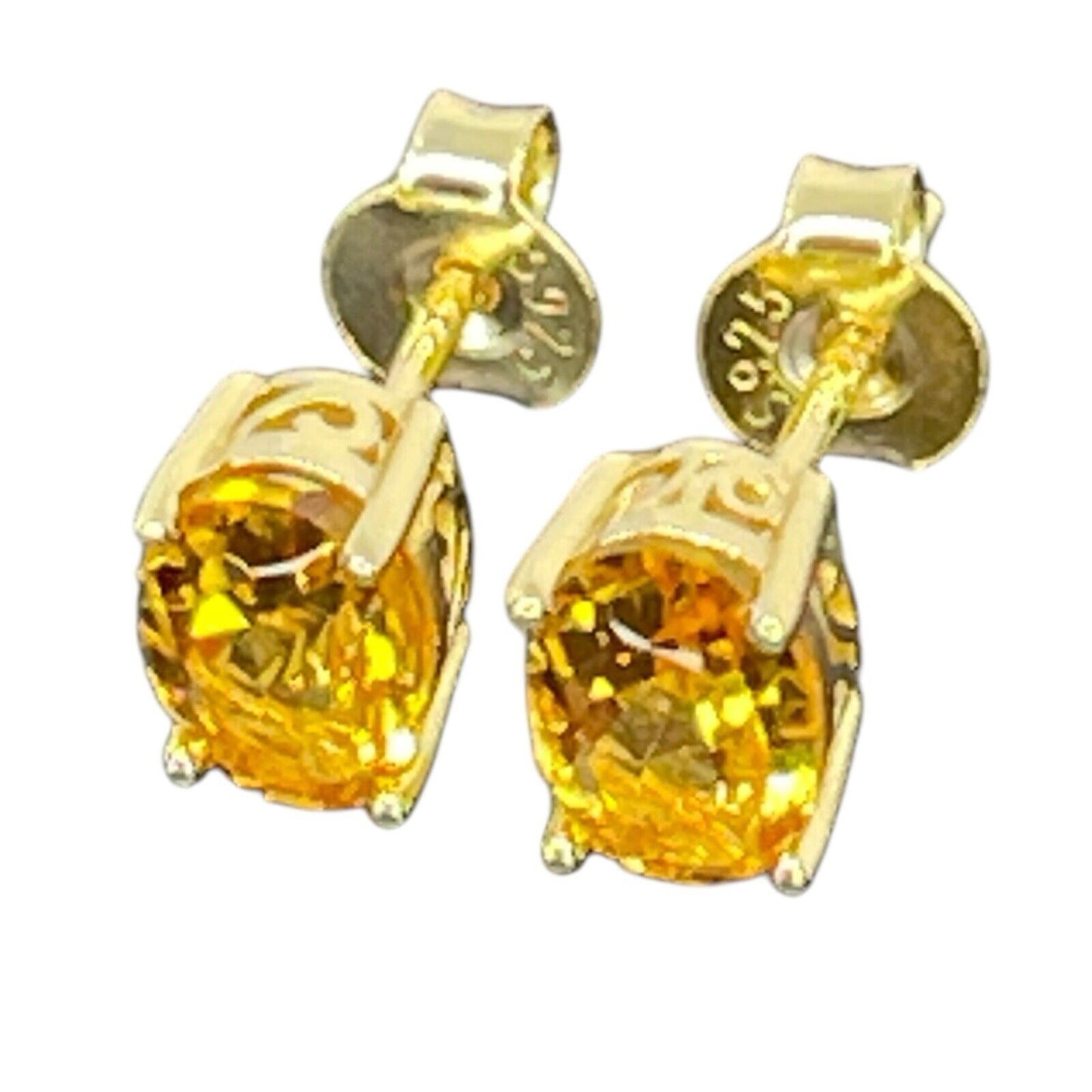 LUXY Gems Natural Citrine 18K Gold Vermeil Stud Earrings (1.4 ct.) Luxury Trendy