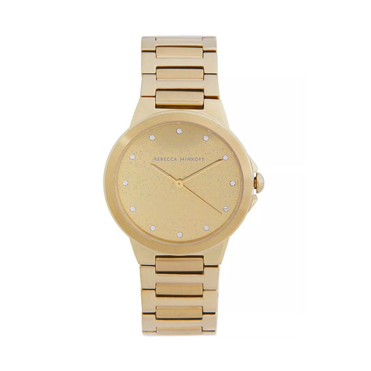 Gold Tone Stainless Steel Watch Crystal Accent Stunning Elegant Shiny Fashion NWT