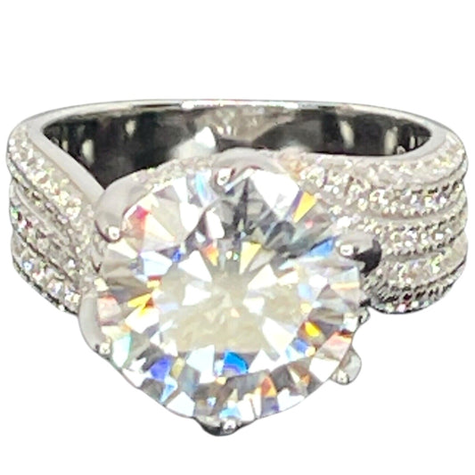 Moissanite (5 cts. t.w.) Sterling Silver Engagement Ring (Sz 7) *GRA Certified*