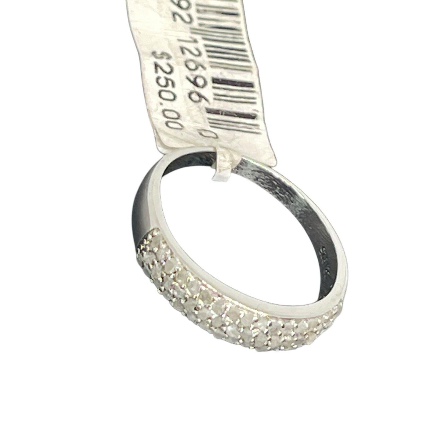 Natural Pave Diamond (1/2 ct) Sterling Silver Ring (Sz 7) Luxury Chic Trendy NWT