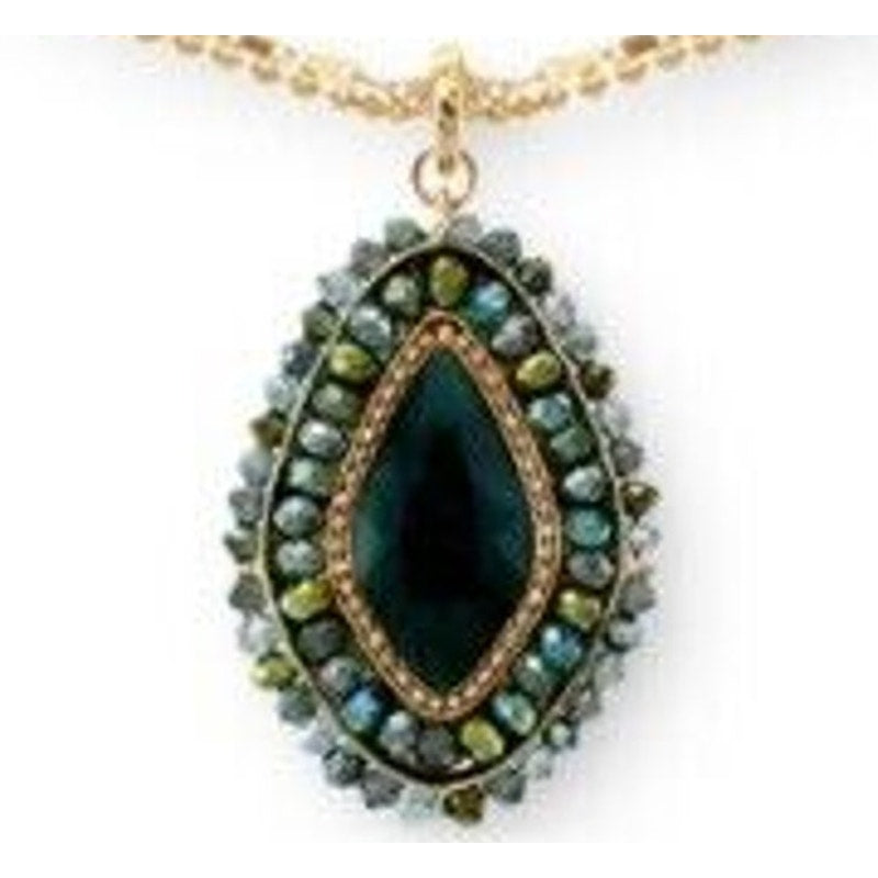 Gold Tone Necklace Beaded Crystal Chain 36" Statement Elegant Stunning Chic NWT