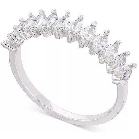 Silver Plated Cluster Marquise CZ Ring (Sz 6) Trendy Fashion Stylish Chic NWT