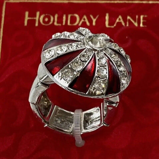 Silver Tone Xmas Crystal Ring Elegant Holiday Christmas Elegant Chic Stylish NWT