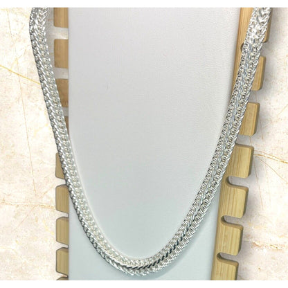 Silver Plated Textured Chain Necklace Chic Fashion Stylish Trendy Minimal NWT