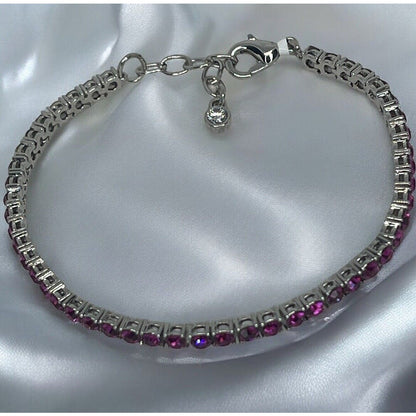 Silver Tone Crystal Flex Tennis Bracelet Fashion Stylish Trendy Shiny Chic NWT