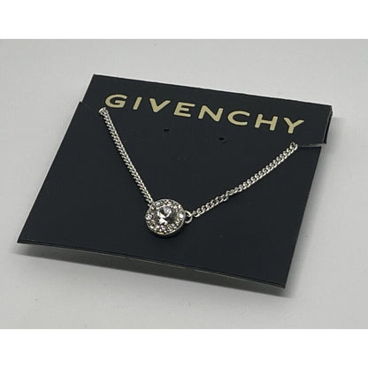 Givenchy Silver Plate CZ Necklace Stunning Luxury Chic Designer Elegant Stylish