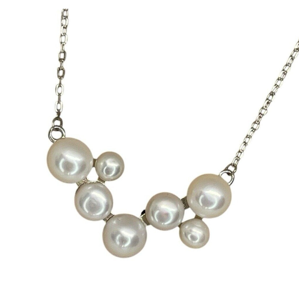 Pearl Cluster (4-8mm) Sterling Silver Necklace Luxury Fashion Chic Trendy Style