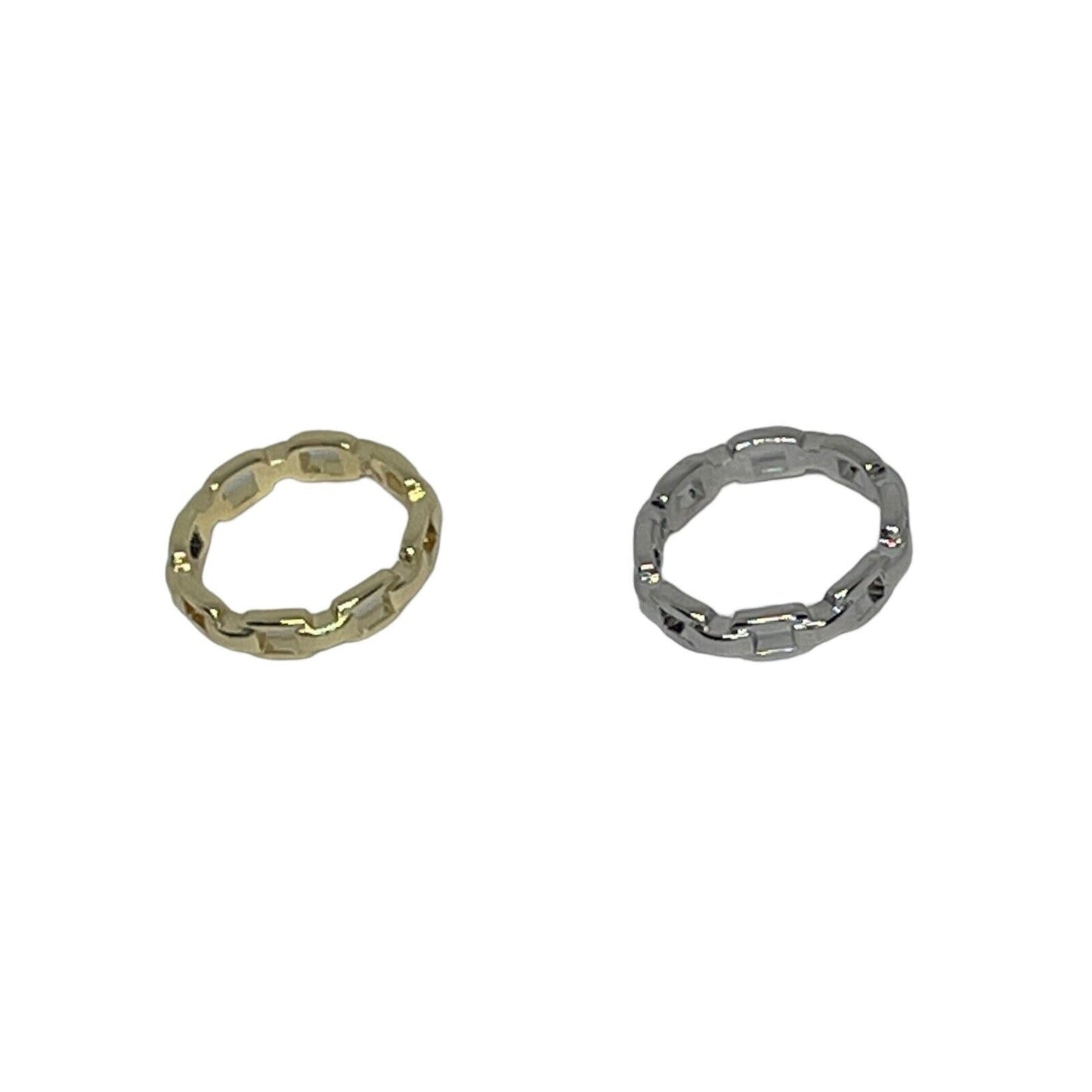 Gold Plated Chain Link Ring Sz 5 (2pc Set) Chic Stylish Fashion Trendy Cocktail