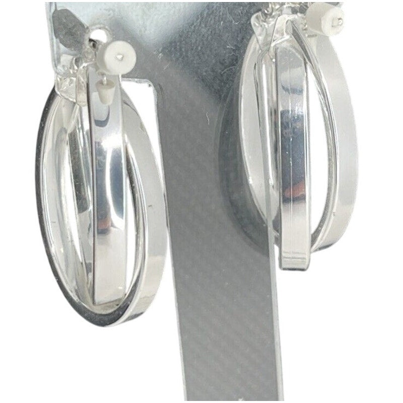 Sterling Silver Twist Hoop Earrings Crisscross Fashion Elegant Trendy Chic Style