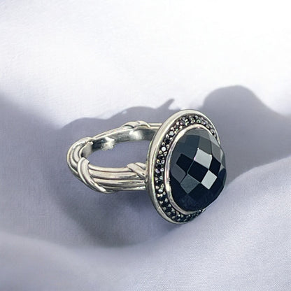 Peter Thomas Roth Natural Onyx Sterling Silver Ring (8 cts.) Sz 8 Luxury Elegant