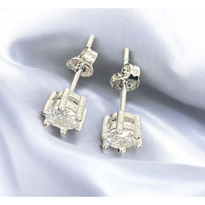 Moissanite Sterling Silver Solitaire Stud Earrings (.84 ct) Stunning Chic Trendy