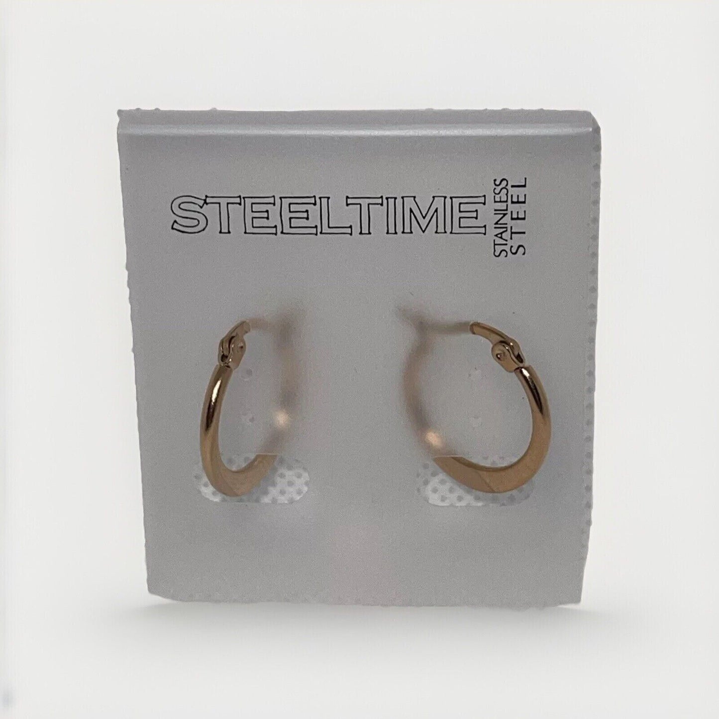 Gold Tone Stainless Steel Hoop Earrings 1" Fashion Everyday Wear Elegant Minimal