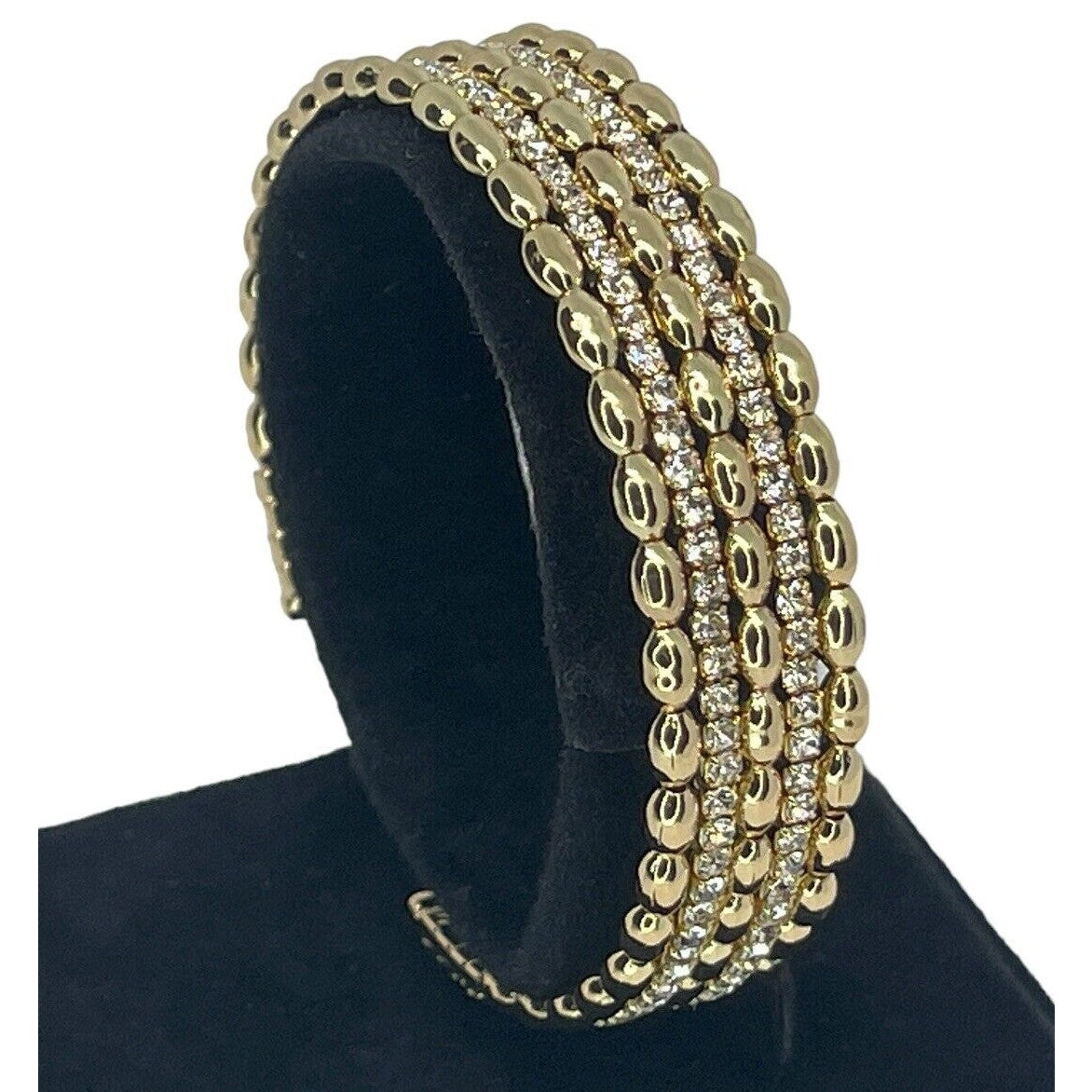 Anne Klein Gold Tone Crystal Cuff Bracelet Stylish Fashion Trendy Chic Cocktail