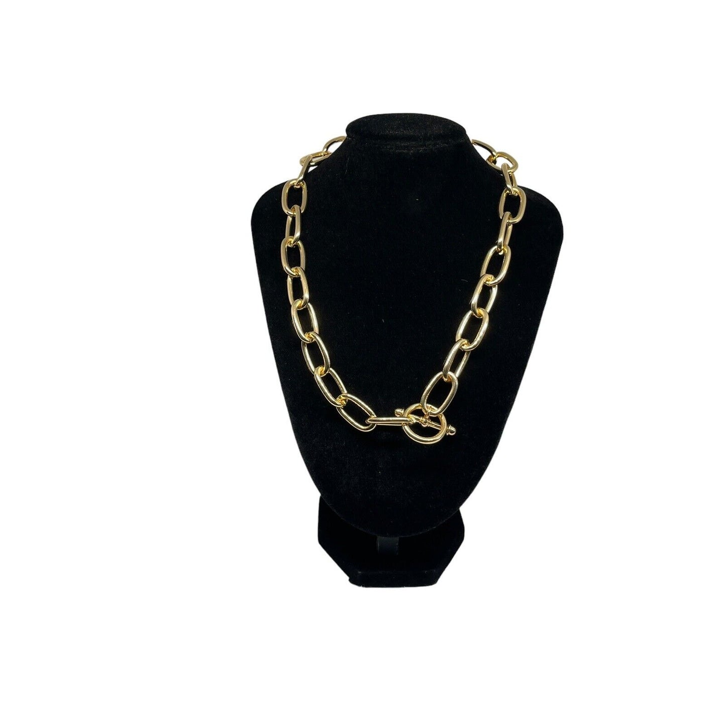 18K Gold Plated Wide Chain Necklace Statement Chic Trendy Fashion Stunning Bling