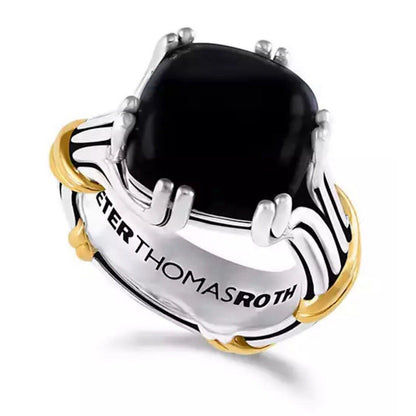 Peter Thomas Roth Natural Onyx Sterling Silver Ring (4 cts) 18K Vermeil Designer