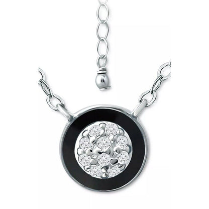 Sterling Silver CZ Disc Pendant Necklace Chic Dainty Fashion Stylish Trendy NWT