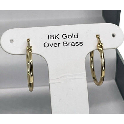 18K Gold Plated Hoop Earrings Chic Stylish Trendy Minimal Fashion Shiny NWT