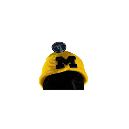 University of Michigan Beanie Hat TW Logo Yellow Cap College Football Unisex