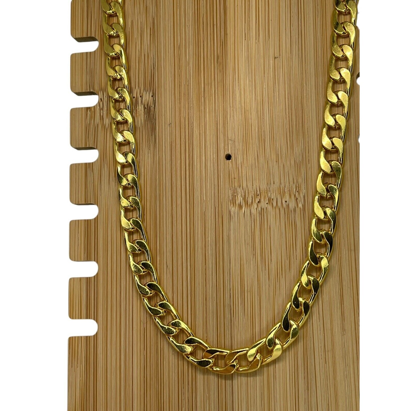 Thick Gold Plate Cuban Chain Necklace Mens 28” (8mm) Bling Flashy Everyday Wear