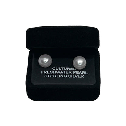 Pearl Earrings (8mm) Sterling Silver Chic Elegant Women's Fashion Style Stunning