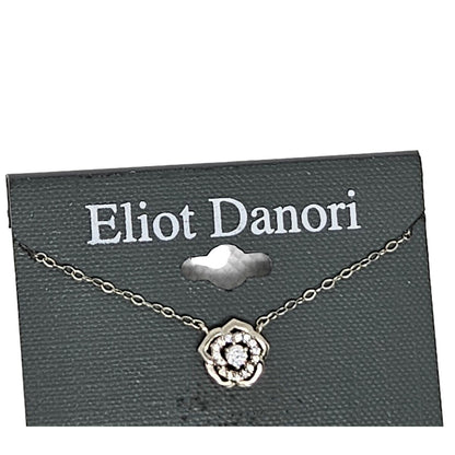 Eliot Danori Silver Tone CZ Flower Pendant Necklace Floral Trendy Stylish Dainty