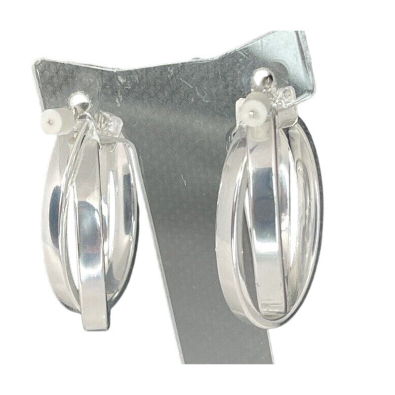 Sterling Silver Twist Hoop Earrings Crisscross Fashion Elegant Trendy Chic Style