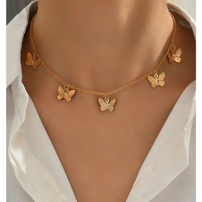 18K Gold Plated Butterfly Collar Necklace Chic Stylish Fashion Trendy Shiny NWT