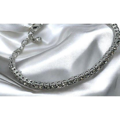 Silver Tone Crystal Flex Tennis Bracelet Fashion Stylish Trendy Shiny Chic NWT