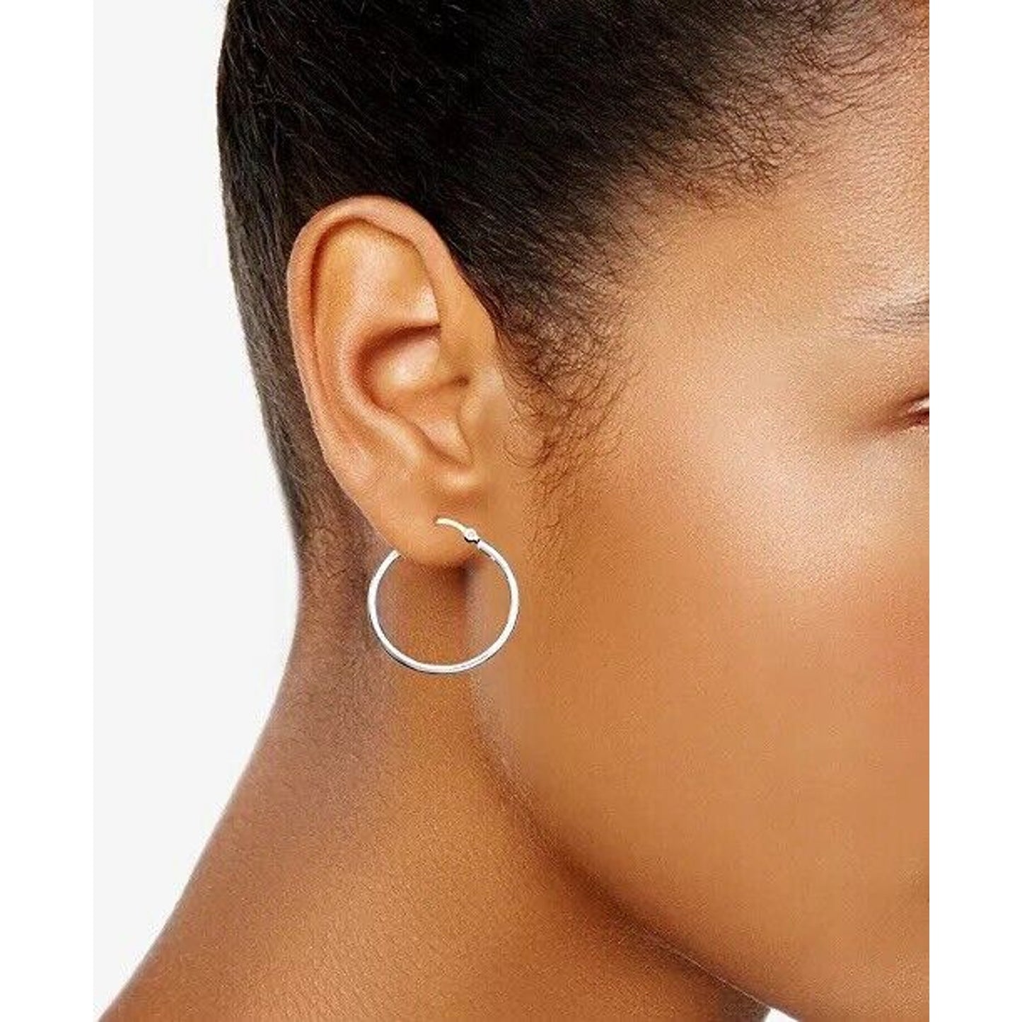 Sterling Silver Medium Hoop Earrings Chic Stylish Fashion Trendy Everyday Wear