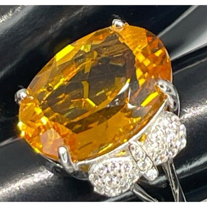 LUXY Gems Natural Citrine (10 cts) Sterling Silver Ring Luxury Fashion (Sz 6-10)