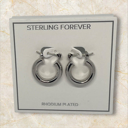 Rhodium Plated Hoop Earrings Shiny Stylish Fashion Chic Trendy Elegant Stunning