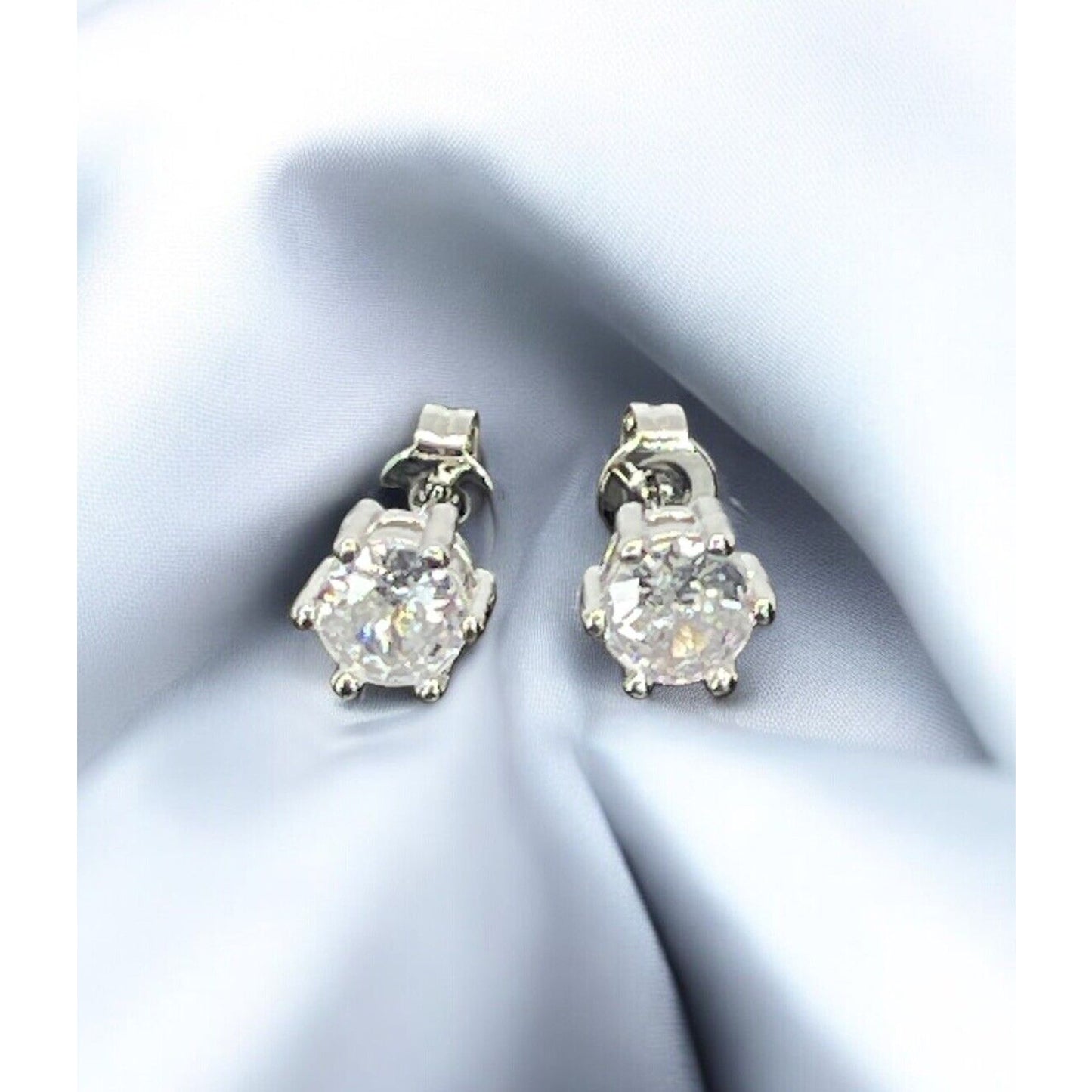 Moissanite Sterling Silver Solitaire Stud Earrings (.84 ct) Stunning Chic Trendy