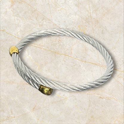 Charriol Two Tone Cable Bypass Bracelet Stainless Steel Luxury Designer Elegant