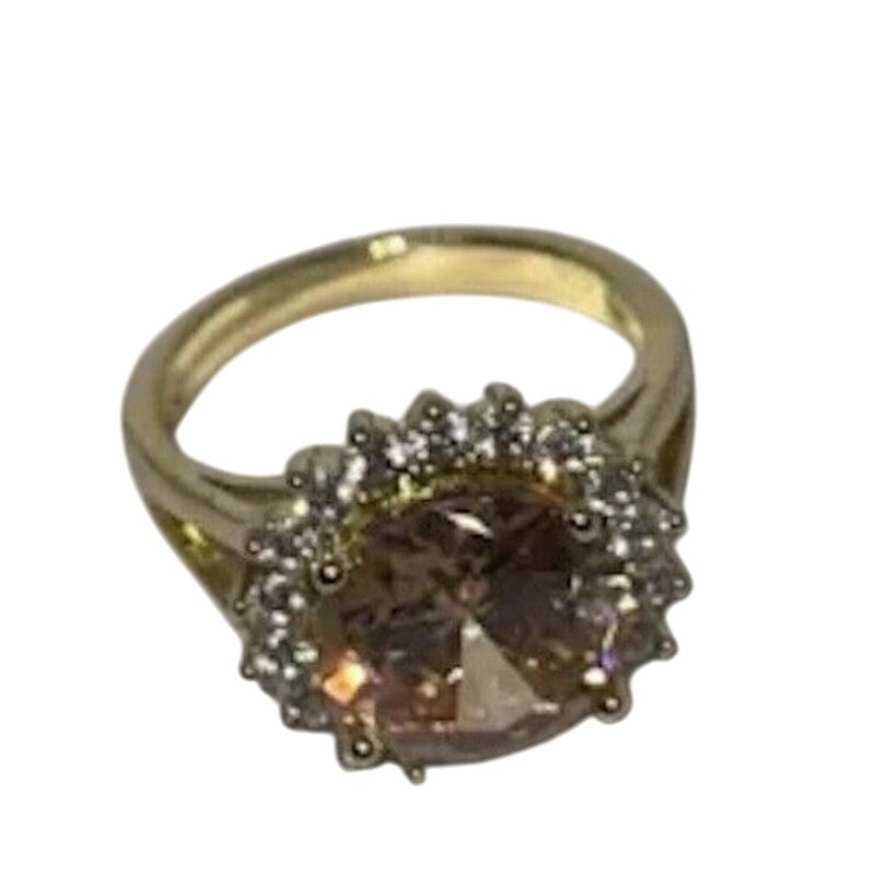 Gold Plated CZ Floral Ring Gold Plate (Sz 6) Stylish Fashion Trendy Elegant NWT