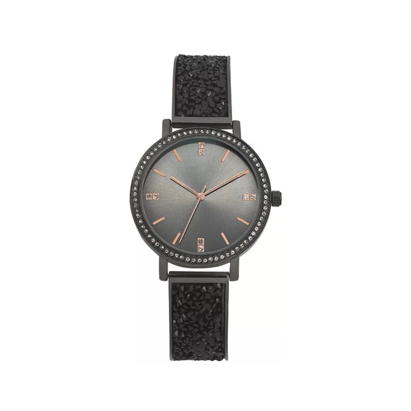 Black Tone Crystal Watch Druzy Stone Women's Trendy Fashion Stunning Style Vday