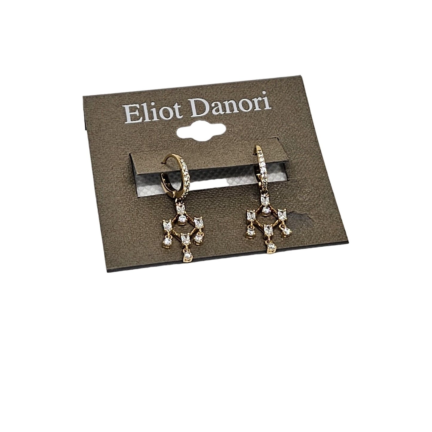 Eliot Danori Gold Plated CZ Drop Earrings Elegant Chic Stunning Trendy Fashion