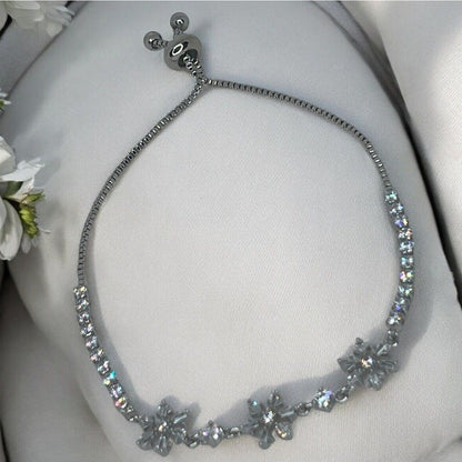 Silver Plated CZ Snowflake Bolo Bracelet Winter Fashion Style Elegant Trendy NWT