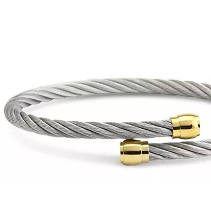 Charriol Two Tone Cable Bypass Bracelet Stainless Steel Luxury Designer Elegant