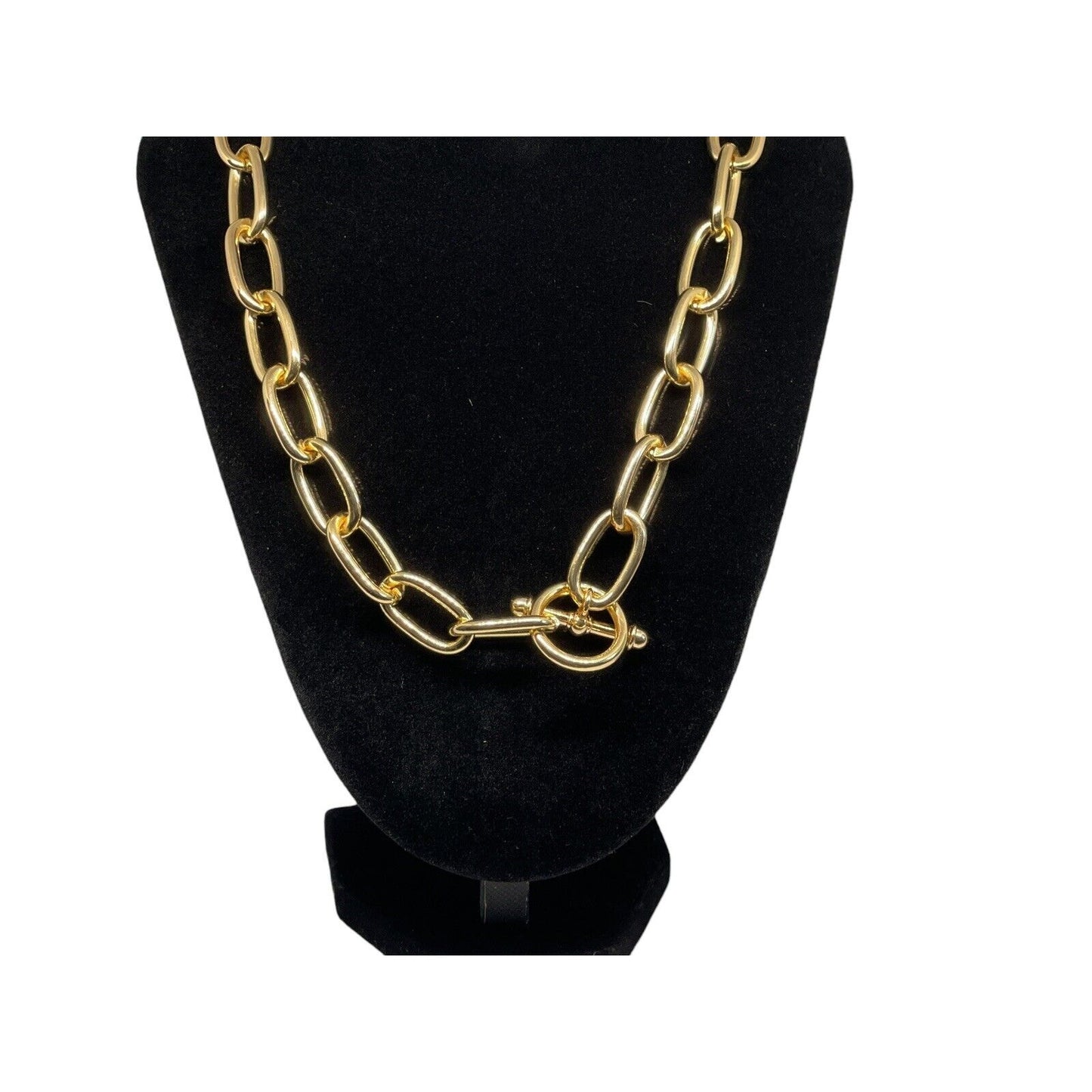 18K Gold Plated Wide Chain Necklace Statement Chic Trendy Fashion Stunning Bling