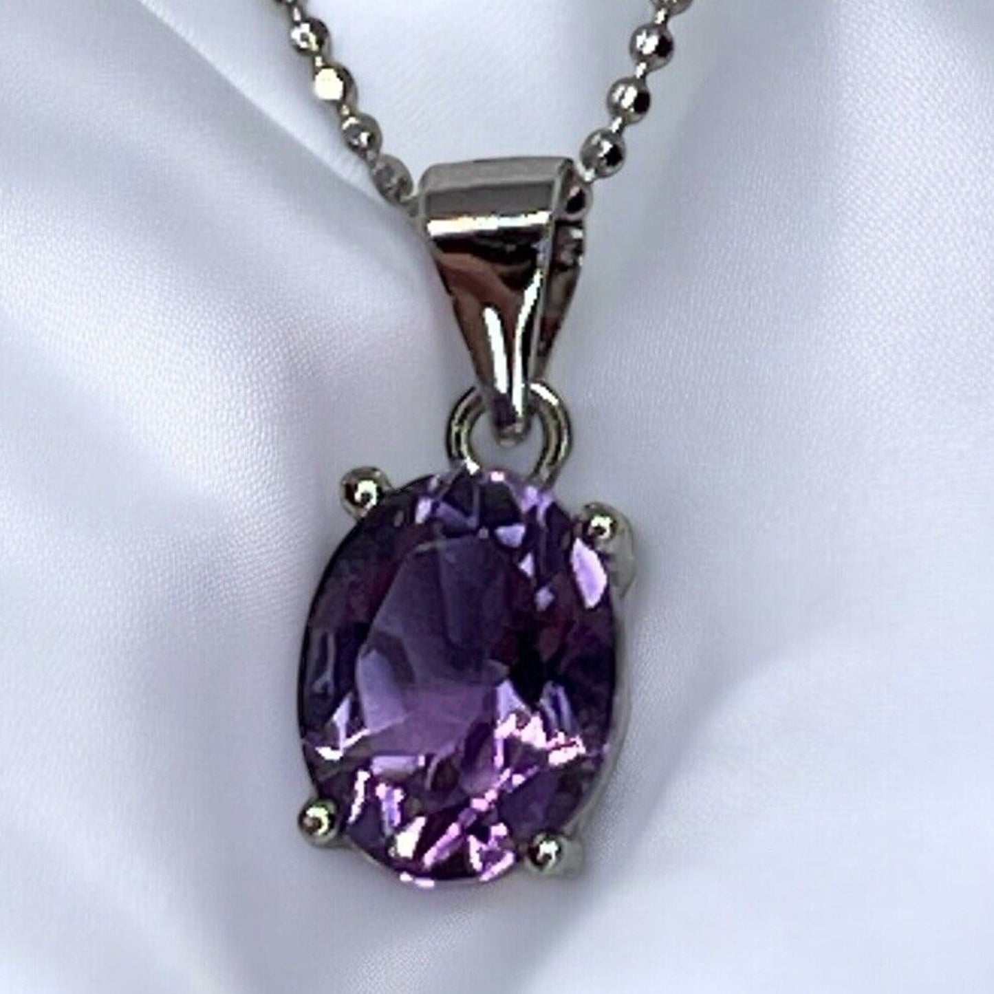 LUXY Gems Natural Amethyst Sterling Silver Beaded Necklace (2.2 cts.) Luxury NWT