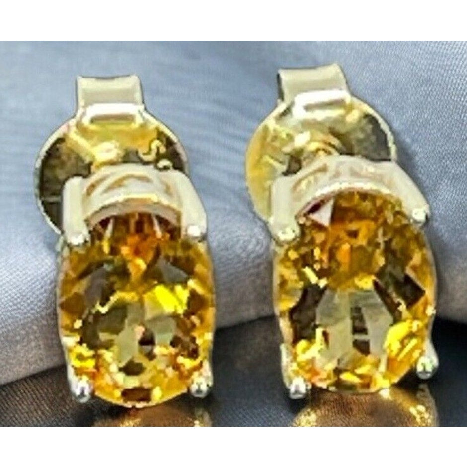 LUXY Gems Natural Citrine 18K Gold Vermeil Stud Earrings (1.4 ct.) Luxury Trendy