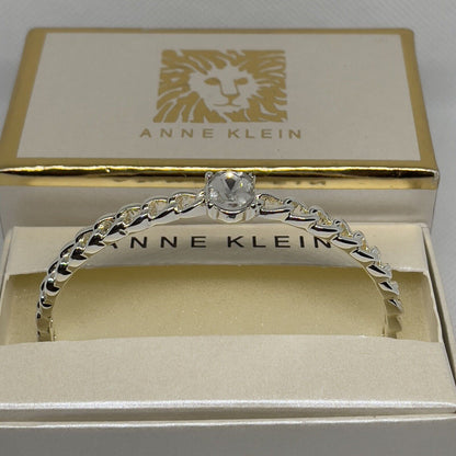 Anne Klein Silver Tone Crystal Chain Bangle Bracelet Chic Fashion Trendy Stylish