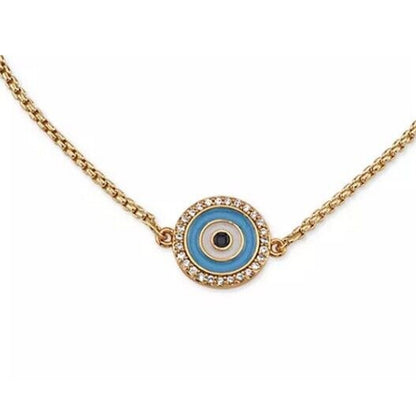 Unwritten 14K Gold Plate Crystal Evil Eye Bolo Bracelet Chic Trendy Stylish NWT