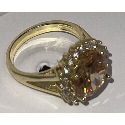 Gold Plated CZ Floral Ring Gold Plate (Sz 6) Stylish Fashion Trendy Elegant NWT