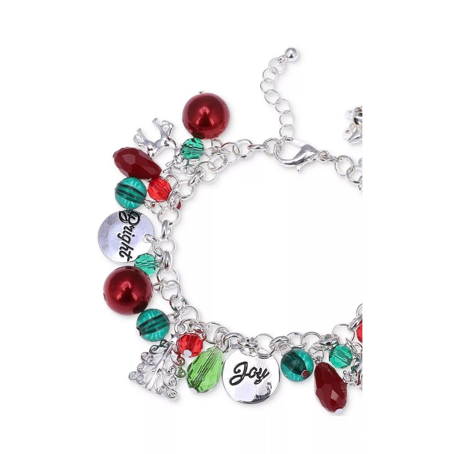 Silver Tone Crystal Xmas Bracelet Santa Ornament Christmas Tree Elegant Chic NWT